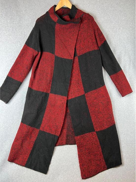Joseph Sweaters - Checkered Trench Long Cardigan Knitted Sweater Womens M Classic Colorblock